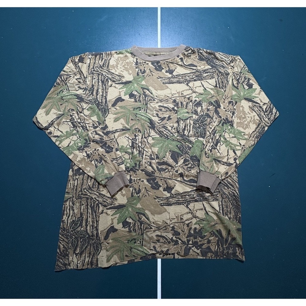 Vintage 90s Realtree Camo Long Sleeve Shirt Pocket Single Stitch Mens Medium USA